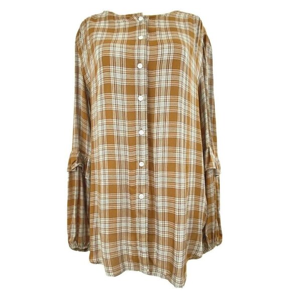 Max Studio S L/S Puff Ruffled Button Front Blouse - Picture 1 of 8